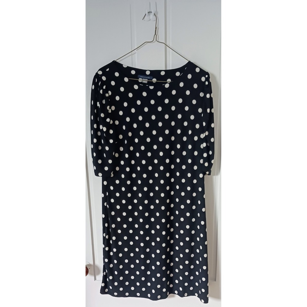 Tommy Hilfiger Stretchy Black White Polkadot Short Sleeve Minidress